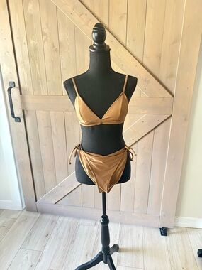 NWOT Brown Shiny String Bikini H&M Size Small